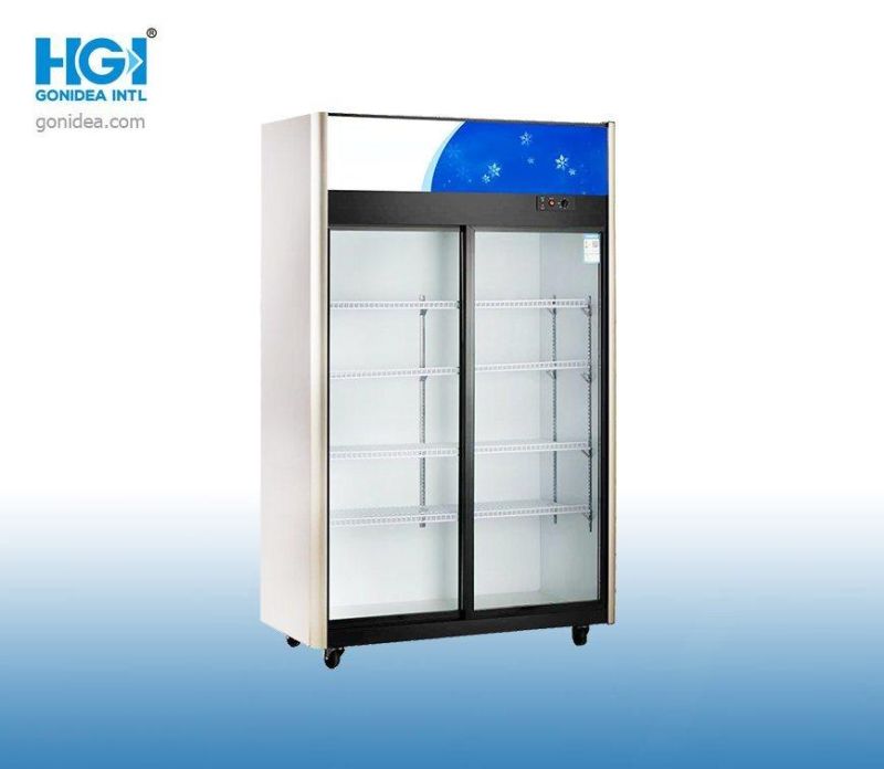R290 Pulling Door Double Glass Door Upright Refrigerated Showcase LC-1000ys