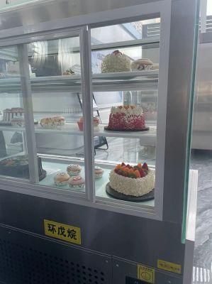 Cake Cabinet Showcase Curved Sliding Glass Door Display Chiller for Milktea/Bread Stroe/Coffee Bar