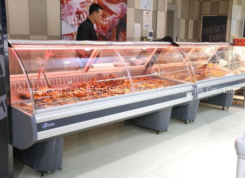 Plug-in Fresh Meat Display Curved Glass Showcase Deli Case