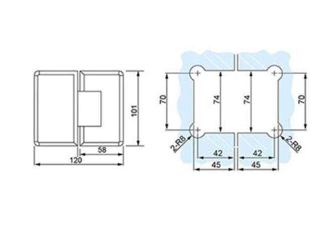 180 Degree Glass to Glass Bathroom Hardware Bright Chrome Brass Hinge