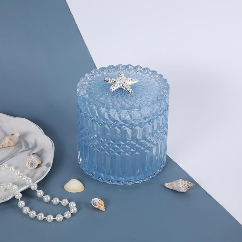 Nordic Relief Ocean Breeze Jewelry Jar Table Top Containing Glass Candy Jar Aromatherapy Candle Jar Home Decor Candlestick