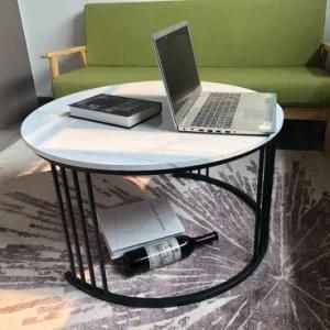 Mirrored TV Stand and Center Table Set Modern Coffee Tables for Office Furniture Marble with End Nesting Metal Iron Frame