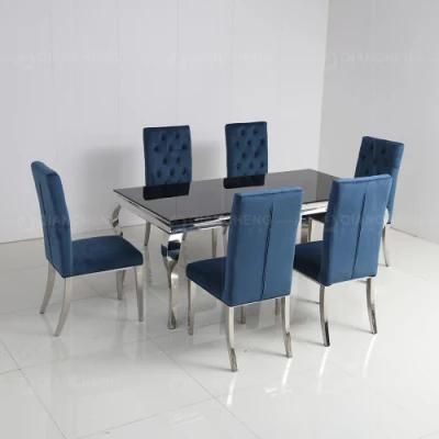 Classic Simple Designs Restaurant Indoor 6 Seater Glass Dining Room Table