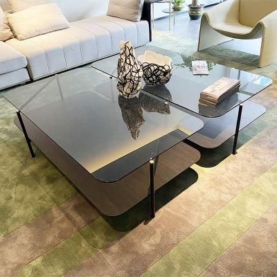 Modern Living Room Cheap Glass Top Centre Coffee Table Set Design Furniture for Hotel Project