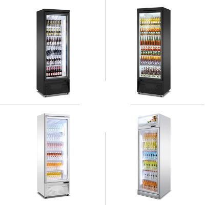 Commercial Cold Drink Refrigerator 400L Fan Cooling Glass Door Fridge Showcase