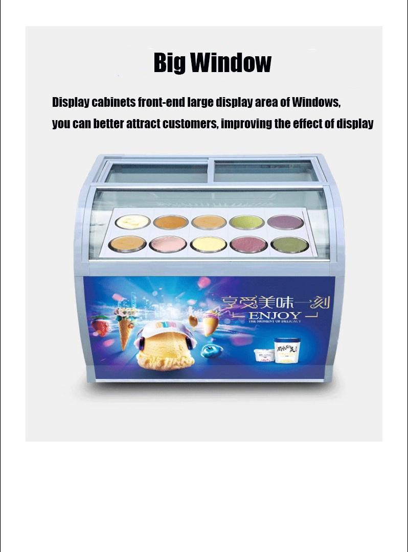Cxyg-176 Frozen Food Freezer, Ice Cream Chest Freezer with Double Sliding Glass Doors, Supermarket Display Freezing Cabinet