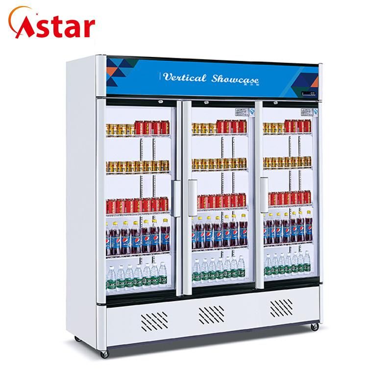 Glass 2 Doors Beverage Display Freezer/Beer Display Cooler/Refrigerating Showcase