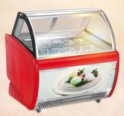 180 W Hard Ice Cream Glass Ice Cream Machinery Freezers Display Cabinet Freezer Showcase