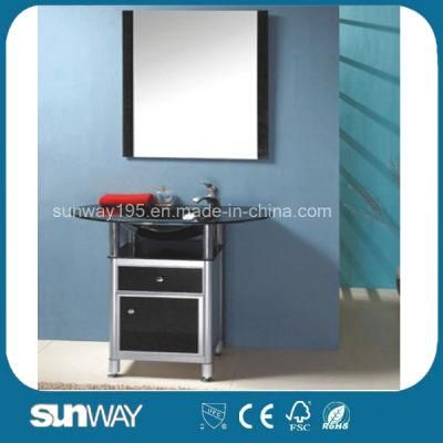 Standing Glass Bathroom Furniture with Basin Sw-G006