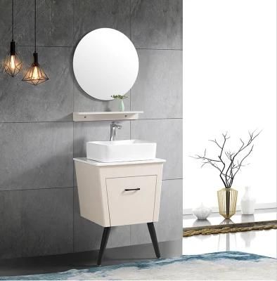 Modern Style 48 Inch Solid Wood Bathroom Vanity with Metal Leg