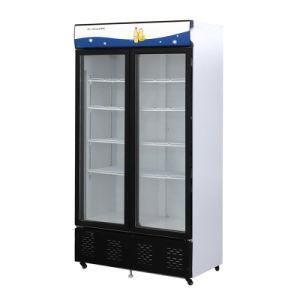 742L Double Glass Door Upright Display Freezer No Frost Commercial Refrigerator Display Showcase