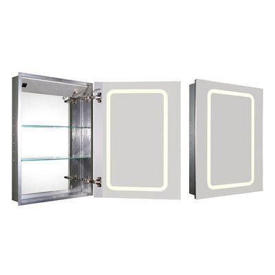 Double Door Mc011 Aluminum Medicine Cabinet with Mirror Bathroom Lighted Mirror Cabinet with Adjustable Glass Shelves Recessed or Surface Mounting