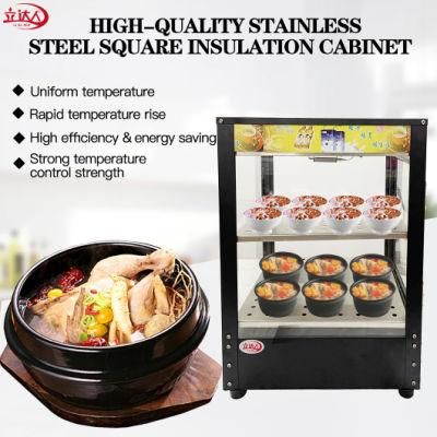 2 Layer Hot Food Warmer Showcase with Glass/Bread Warmer Display Showcase Chips Warming Showcase