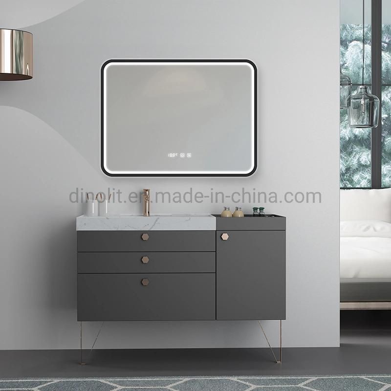 IP44 Black Aluminum Frame Bathroom Furniture Home Decor Rectangular Bath Vanities LED Lighted Waterproof Smart Mirror with Touch Switch/Defogger CE ETL UL