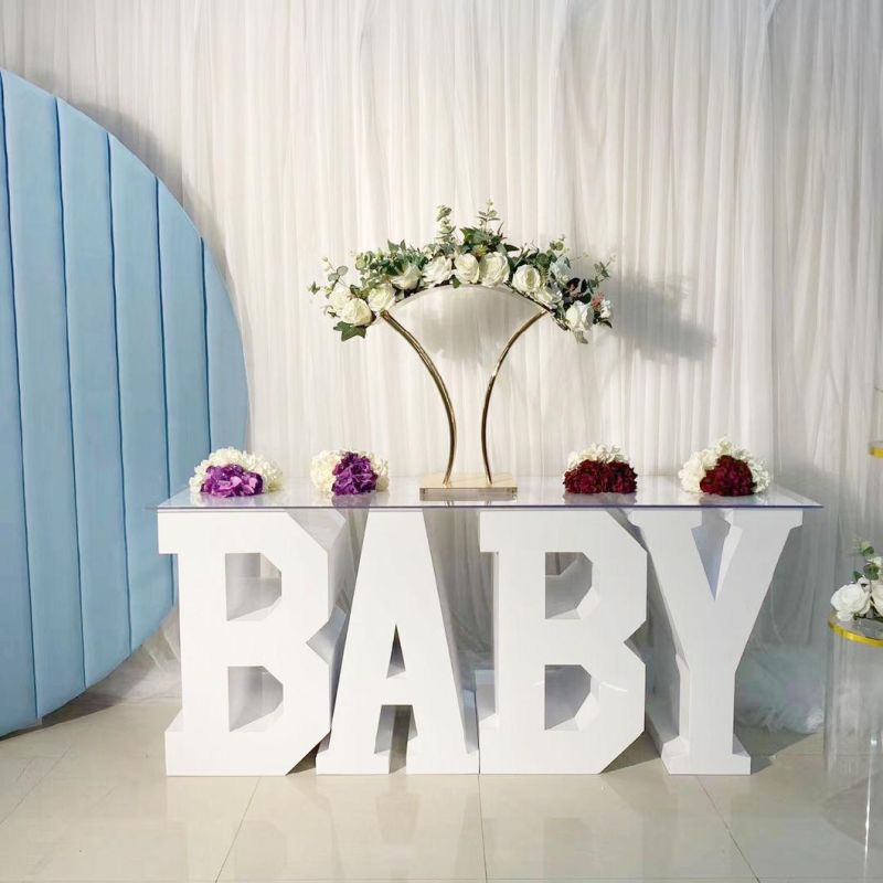 Euro Style Customized Letter Table with Glass Top