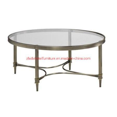 Home Furniture Golden Metal Leg Tea Table Luxury Round Modern Living Room Creative Hotel Villa Center Table Glass Top Coffee Table