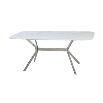 Modern Furniture Tempered Glass Marble Stainless Steel Plate Dining Table Tea Table