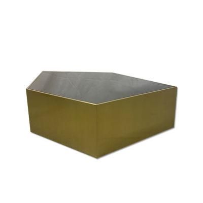 Modern Living Room Multifunction Side Stainless Steel Glass Coffee Table Polygon Gold Glass Side Coffee Table Furniture