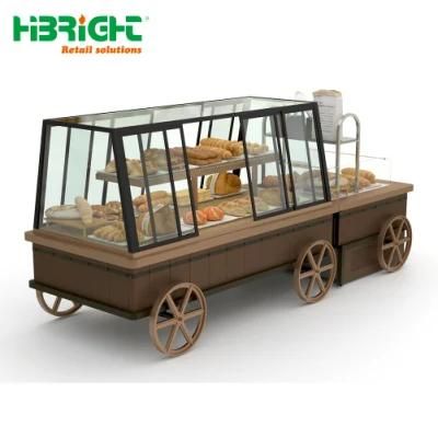 New Design Bread Display Rack Carriage Stand with Glass Doors