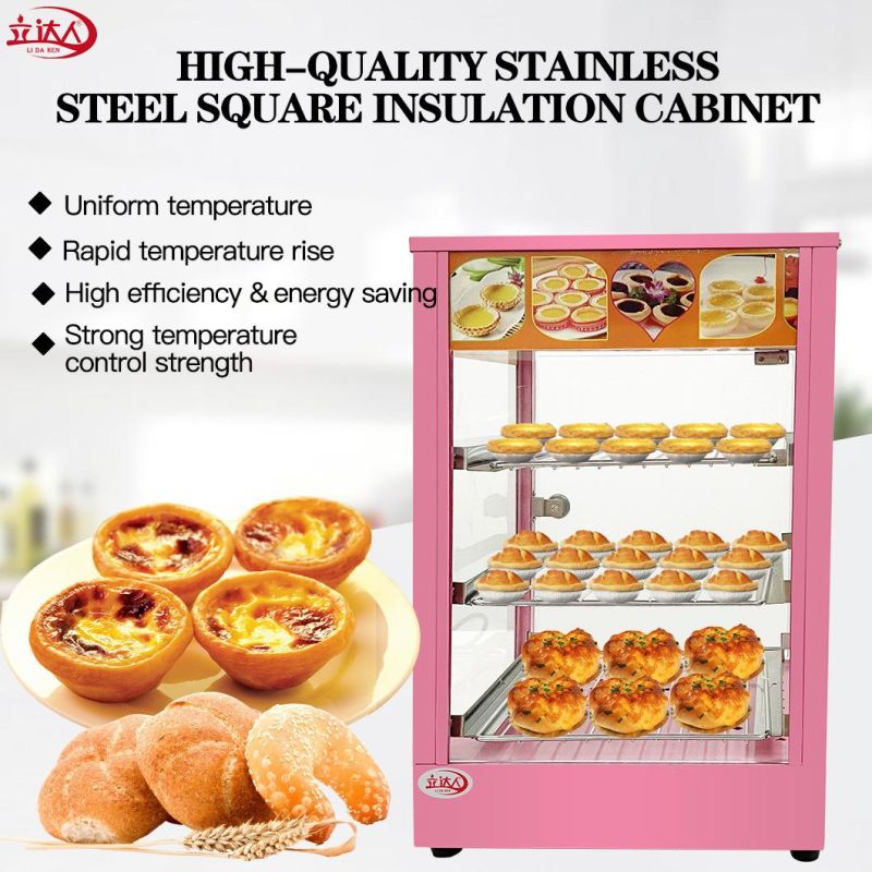 Supplier Fast Food Equipment Snack Display Food Warmer Showcase Cabinet Curved Glass Wholesale China Stainless Steel Not Coated