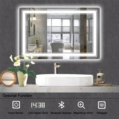 Home Factory-Made Hotel Bathroom Multi-Colored Lights Anti-Fog LED Vanity Mirror with Touch Sensor