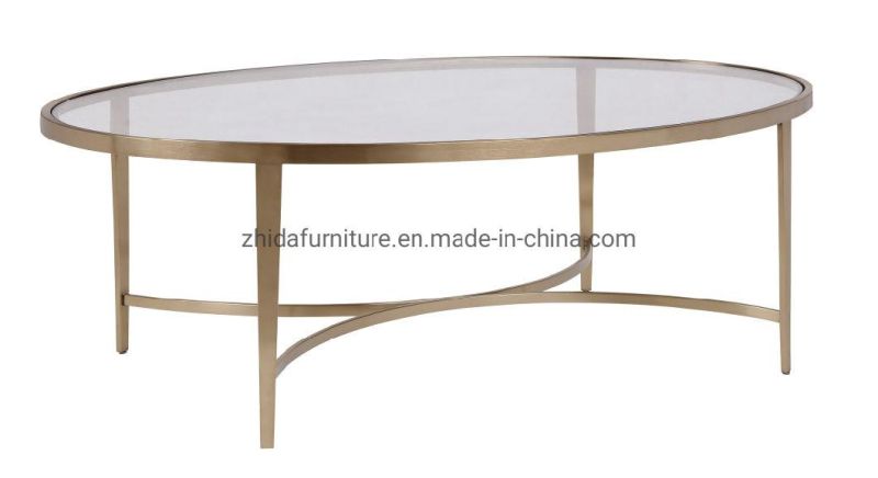 Oval Shape Luxury New Italy Design Living Room Glass Coffee Table