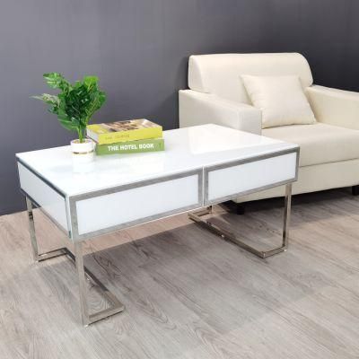 HS Glass Simple Style Crushed Diamond Mirrored Coffee Table