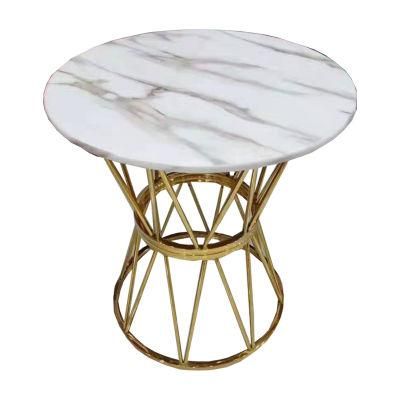 Italian Customized Side Table Lounge Marble End Table Compact Stainless Steel Frame Home Furniture