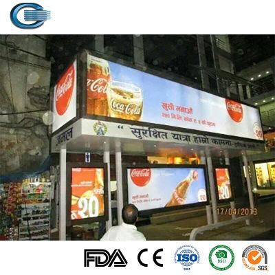 Huasheng Modern Bus Shelter China Bus Stop Glass Shelter Manufacturers Outdoor Advertising Metal Solar Power Bus Stop Shelter