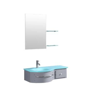 PVC Bathroom Corner Vanity with Glass Sink Top
