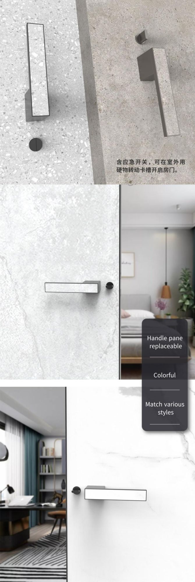 Glass Wooden Aluminium Brass Smart Door Lock Waterproof Hotel Door Lock Handle