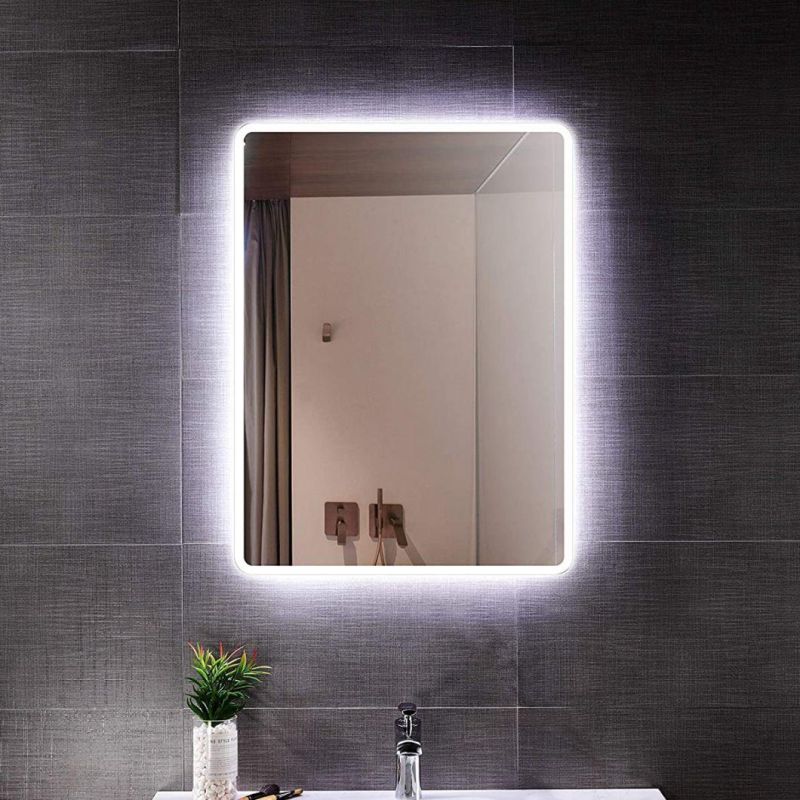 LED Bathroom Wall-Mounted Backlit Vanity Mirror Anti-Fog Waterproof with Touch Sensor