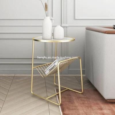 Living Room Furniture Metal Side Table Glass/Marble Coffee Table
