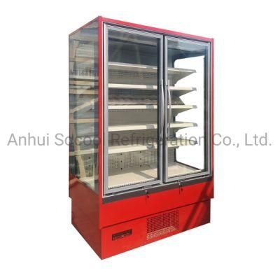 Customized Multideck 2 Glass Doors Display Refrigerated Cabinet for Supermarket with Frameless Triple Glazed Anti-Fog Glass Doors for Ice Cream