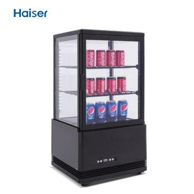 Commercial Glass Door Fridge Showcase Four Sided Countertop Display Cooler Cola Refrigerator for Cold Drink
