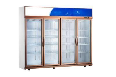 Supermarket Fan Cooling Beverage Cold Drinks Glass Door Multideck Upright Showcase with Remote Compressor