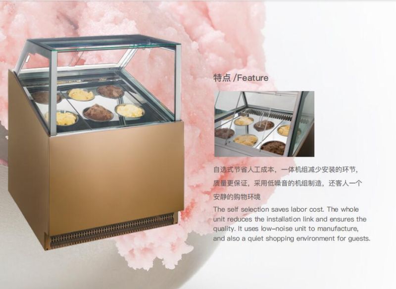 Air Cooling Ice Cream Showcase with Containers