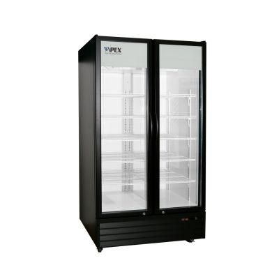 High Quality Ouble Swing Glass Commercial Double Swing Glass Doors Vertical Display Fridge Ddoor Display Upright Kitchen Cooler Showcase