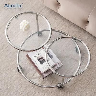 Factory Price Modern Home Furniture Stainless Steel Frame Round Metal Marble Coffee Table Tea Table