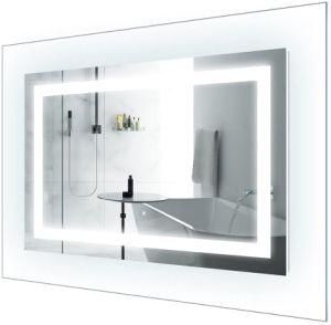 LED Lighted 42 Inch X 30 Inch Bathroom Mirror with Glass Frame Horizontal or Vertical Installation