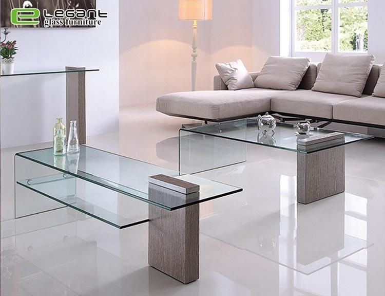Modern Design Glass Center Table Square Transparent Glass Center Table