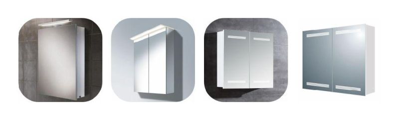 Modern Style Bathroom Mirror Cabinet Wall Mounted Medicine Cabinet with LED Light& Ajustable Glass Shelf