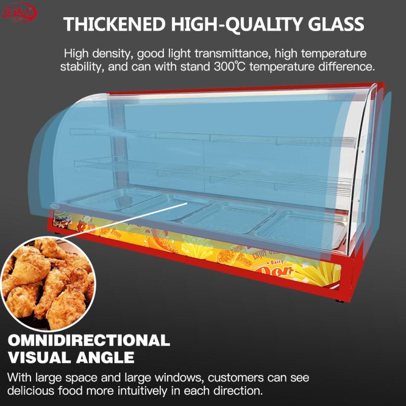 Fast Food Restaurant Equipment Electric Restaurant Food Warmer Glass Showcase