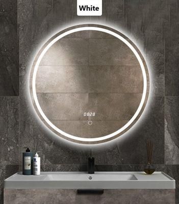 Hair Salon Backlit Round Wall Touch Screen Mounted Mirror Bathroom LED Bathroom Mirror