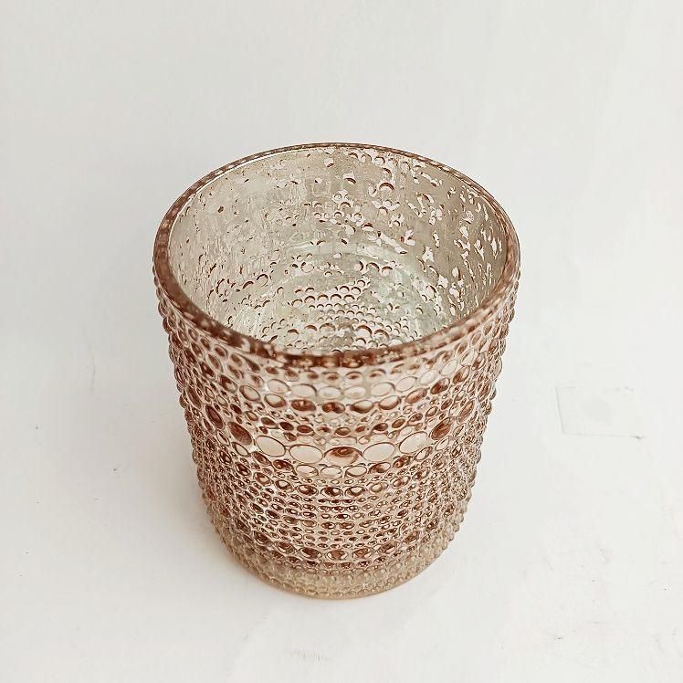 Round Rose Gold Votive Candle Holders, Mercury Glass Tealight Candle Holders, Jar Candle Holder Bulk with Speckled for Table Centerpiece, Wedding Decoration