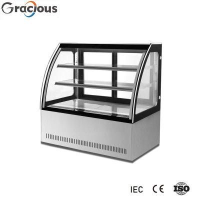 Fan Cooling Glass Sliding Door Display Stainless Steel Cake Bakery Showcase