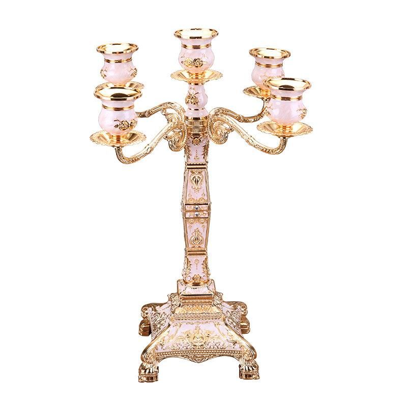 European Style Square Candle Dining Table Candle Holder Decoration Glass Retro Western Food Household Metal Light Luxury Candle Holder