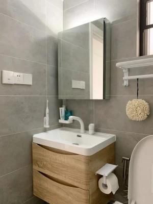 Free 3D design MDF Bathroom Furniture LED Mirror Wood Vanity Storage Cabinet with Stone Top