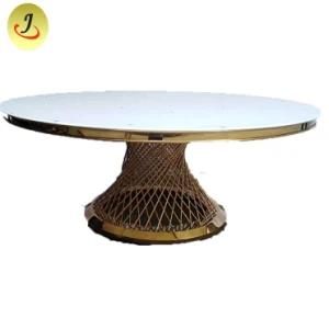 Banquet Wedding Marble Top Golden Metal Base Round Dining Table