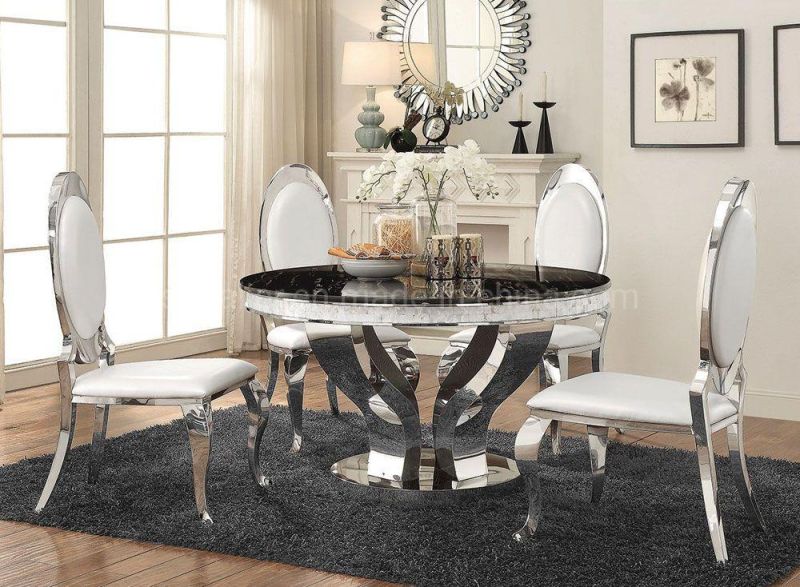 China Wholesale Embedded Crystal Frame Artificial Marble Dinner Table